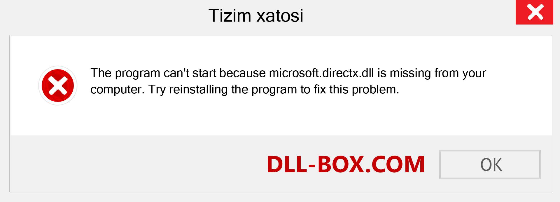 microsoft.directx.dll fayli yo'qolganmi?. Windows 7, 8, 10 uchun yuklab olish - Windowsda microsoft.directx dll etishmayotgan xatoni tuzating, rasmlar, rasmlar